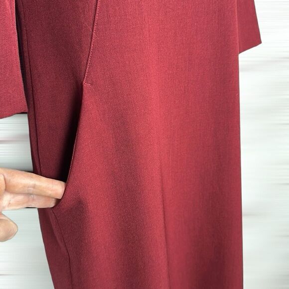 MM Lafleur Etsuko Sheath Dress Wine Burgundy 3/4 Sleeves Pockets No Belt size 2 - Picture 9 of 15
